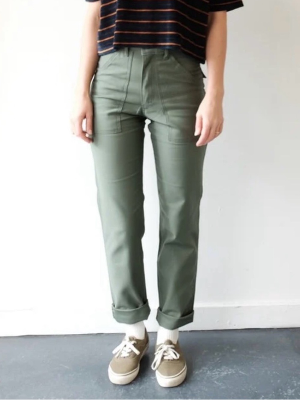 Vintage Stan Ray Fatigue Pants Taper Leg in Khaki Green